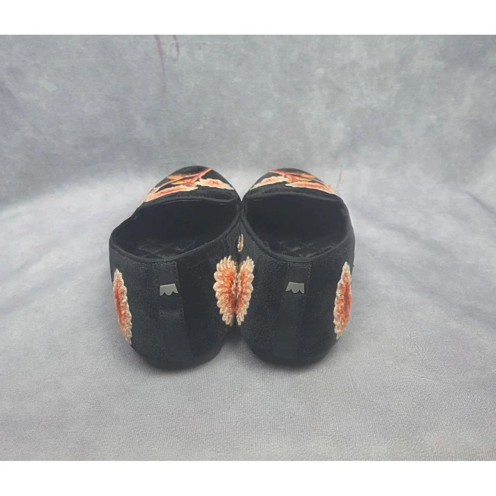 Birdies‎ Starling Black Velvet Floral Embroidered Loafers Shoes Womens 6 Donqun